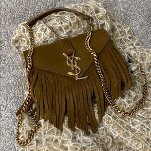 🍂 YSL Small Monogram Serpent Fringe Suede 💛🍂